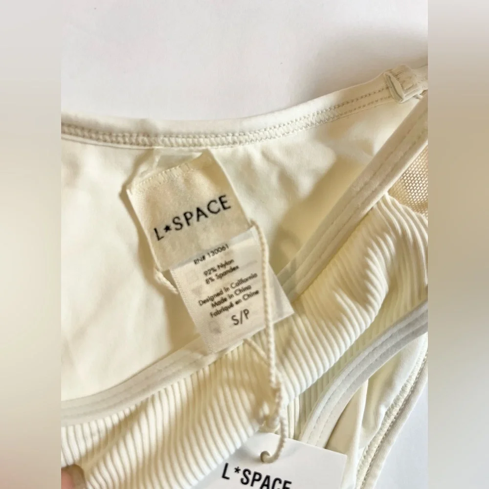 L*Space Cream mesh side Bikini Swimwear bottom S
